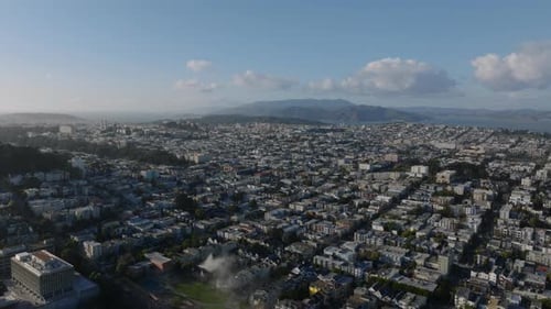 Beautiful Aerial Panoramic Footage of Large City Houses in Residential Urban Neighbourhoods and