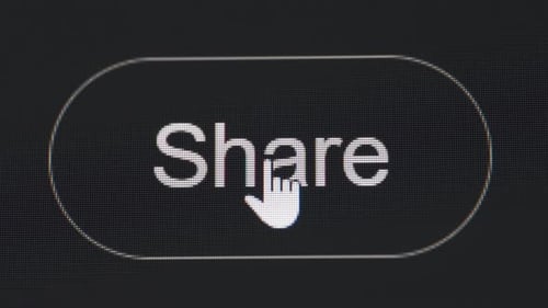 Clicking share button on the black computer screen