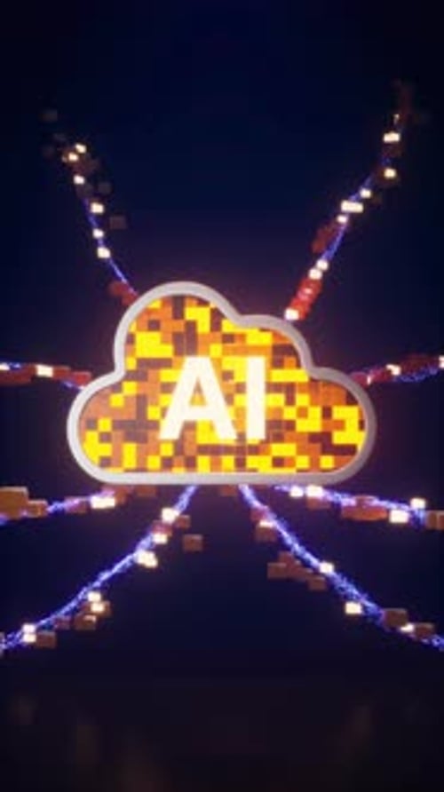 Futuristic AI Cloud Data Network Processing Loop