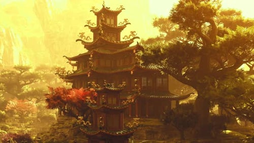 Beautiful Traditional Architecture in a Serene Landscape of China