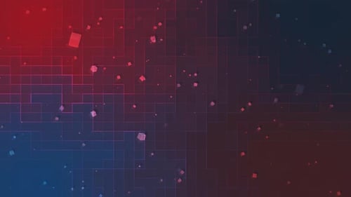 Animated Digital Grid Network Background with Floating Cubes