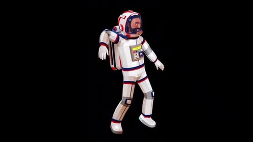 Geometric Low Poly Astronaut Character Dancing Animated Loop