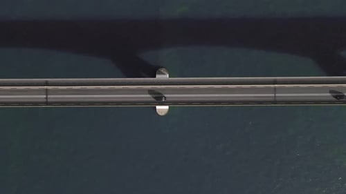 downward aerial view of the highway that runs over the Zeeland bridge in holland