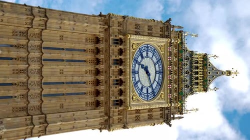Nahaufnahme des Elizabeth Tower des Westminster Palace in der Innenstadt von London, United King