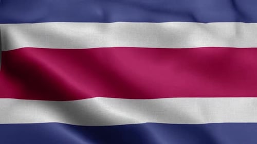 Costa Rica National Flag Realistic Waving Animation