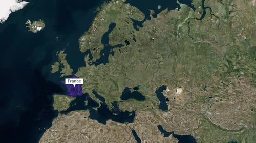 Satellite Map Zoom to France with Highlight