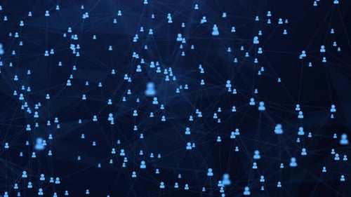 Connecting digital data points in a 3D space with lines connecting specific points.