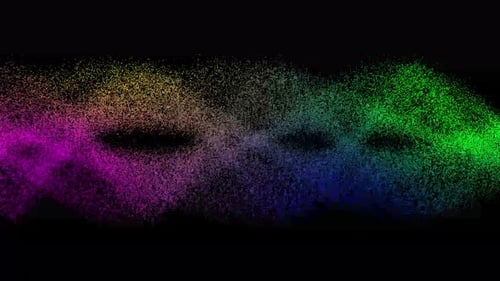 Abstrakter Spektrumpartikelfluss: Filmmusik Regenbogen-Glitzer-Bewegungshintergrund mit Dynamik