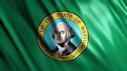 Washington State Flag Waving with Official Seal