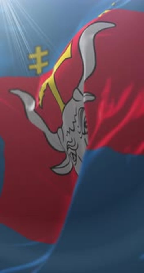 Seamless Loop Waving Flag with Stylized Bull Head Symbol