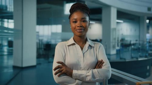 African American Ethnic Millennial 30s Successful Confident Strong Businesswoman in Office
