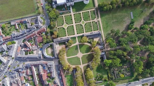 Aerial view of Valençay Castle, France.