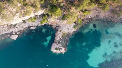 Limestone cliff and turquoise lagoon