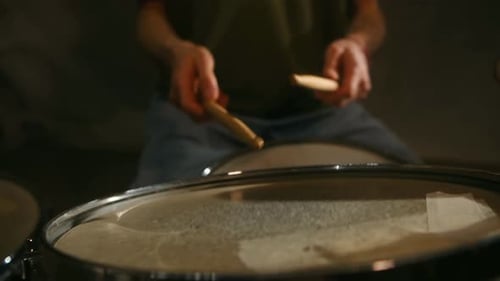 Drummer Playing Percussion Close Up