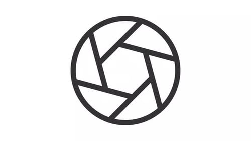 Animação preta linear fina simples do ícone do obturador da câmera