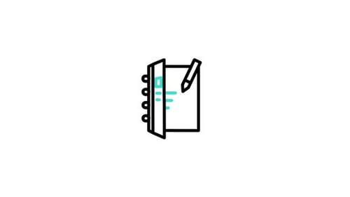 Animated Flat Design Notebook with Pen and Checklist Icon