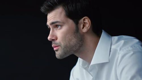 Pensive Businessman Portrait Side View