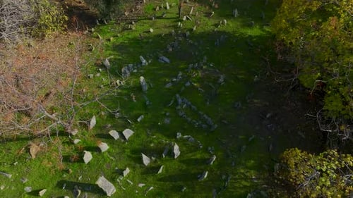Aerial Video of Old Cemetery With Stone Gravestones