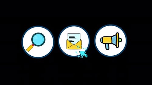 Online 360 Marketing Icons Animation On Alpha Channel 4K