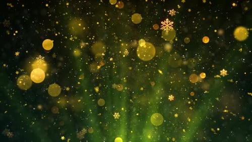Golden Festive Snowflakes and Bokeh Particles Background Loop