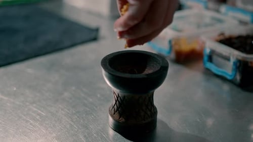 Hookah Bowl Preparation with Diced Filling