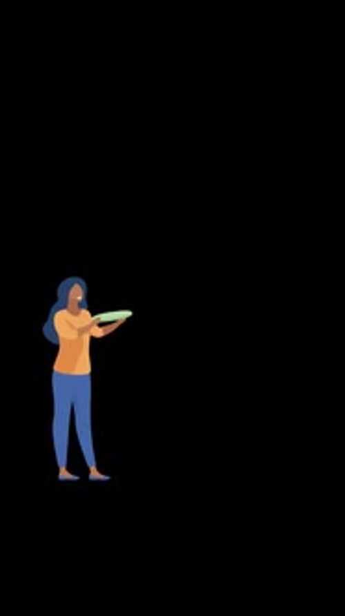 Woman Shopping In The Market Looks At The Cucumber In Her Hand Vertical Alpha Channel