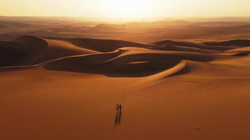 Aerial View of Sand Dunes in Peru at Sunset Another