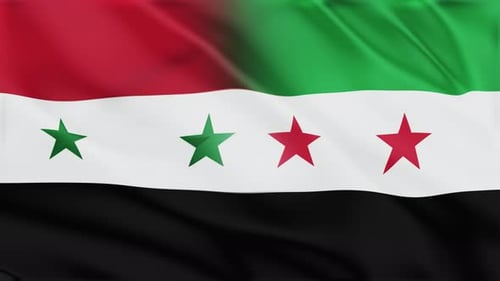 Looped Big mixed flag with Free Syria and Syria for news