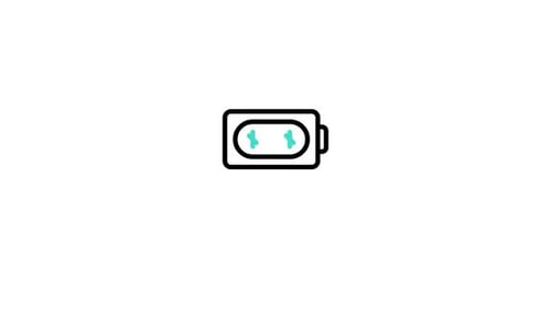 Flat Design Animated Battery Charging Line Icon