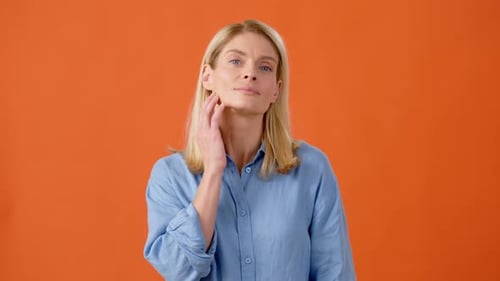 Woman Feeling Satisfaction with Quality of Facial Skin