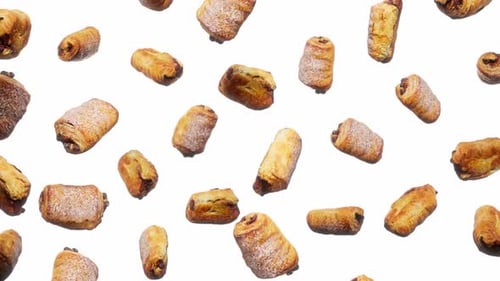 Floating Pain au Chocolat Pastries Seamless Background