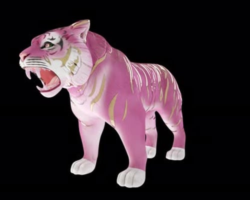 Stylized Pink Tiger 3D Animation with Gold Stripes