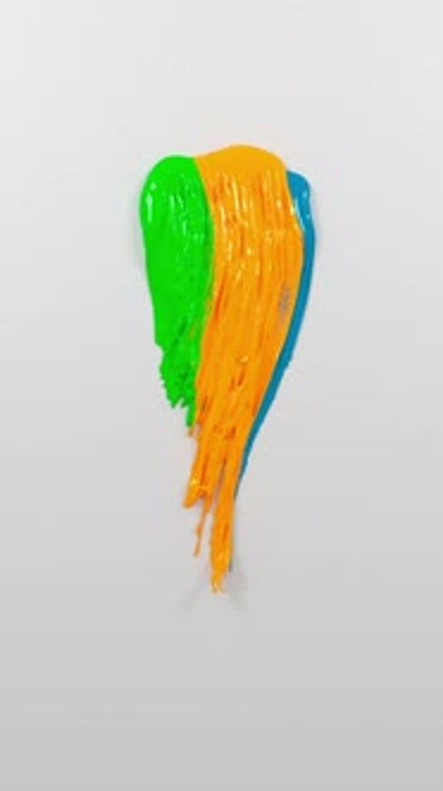 Glossy multicolor paint stroke on gray