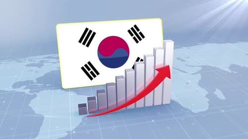 South Korea Economic Growth Bar Chart Graph Rising Red Arrow