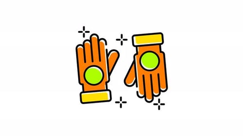 icon animation of Two orange gloves with check marks on them.