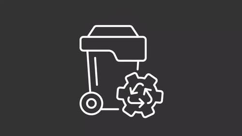 Animated Line Icon of Recycling Bin and Gear