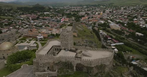 Old Stone Rabati Fortress And Akhaltsikhe Townscape In Samtskhe-Javakheti Region, Southern Georgia.