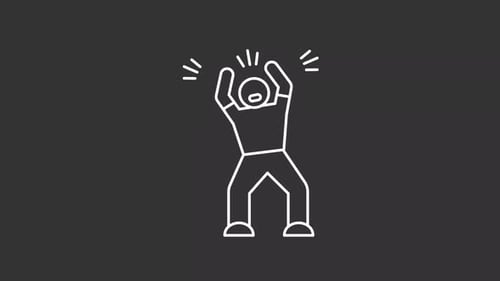Minimalist Animated Cheering Person Outline Icon