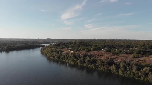 aerial view of the Khortytsia island in Zaporizhzhya