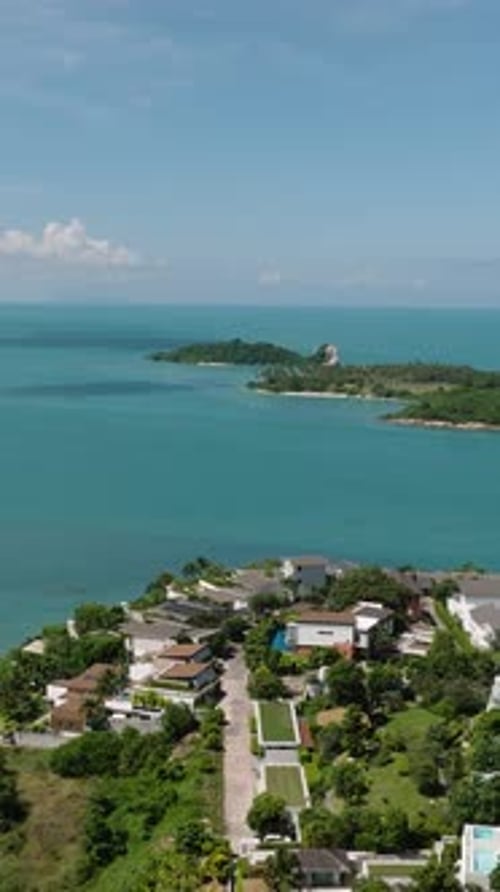 Coastal View with Lush Greenery and Small Island Ko Samui Thailand