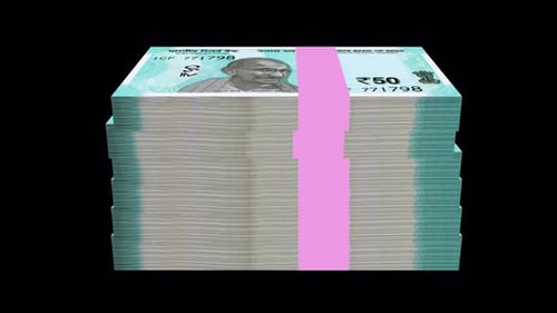 Animation 3D de la monnaie indienne de 50 roupies