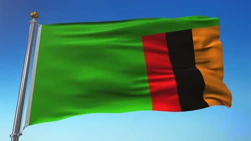 Zambia National Flag Waving Animation