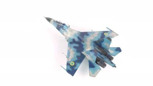 Su 27 Fighter Airplane Assembly Model Close Up.