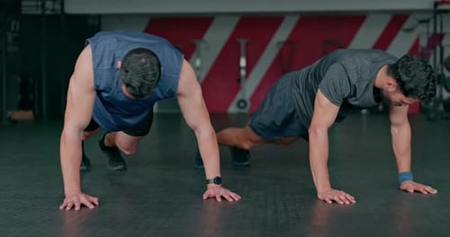 Coaching, fitness and teamwork with people in gym for sports, workout and cardio performance