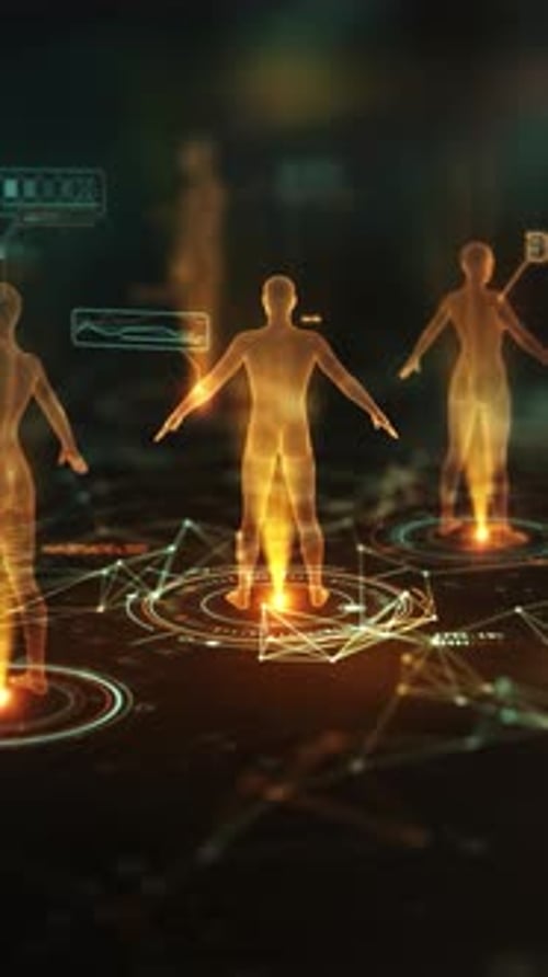 Digitaler Scan des menschlichen Körpers mit Datenanalyse und futuristischer Technologie