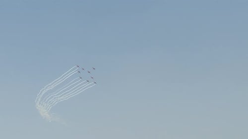 Aviones HAWK de maniobras del equipo acrobático Surya Kiran (SKAT), Agencia de la IAF, India