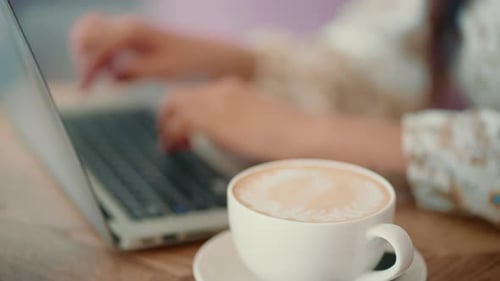 Woman Hands Working on Laptop Keyboard