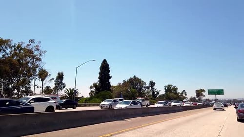 Freeway afternoon traffic in Los Angeles, California.