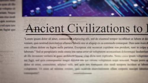Digital Newspaper Headline Reveal with AI Brain Graphics