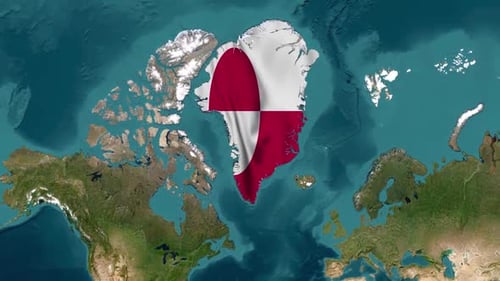 Greenland Flag Waving on a Global Map Animation